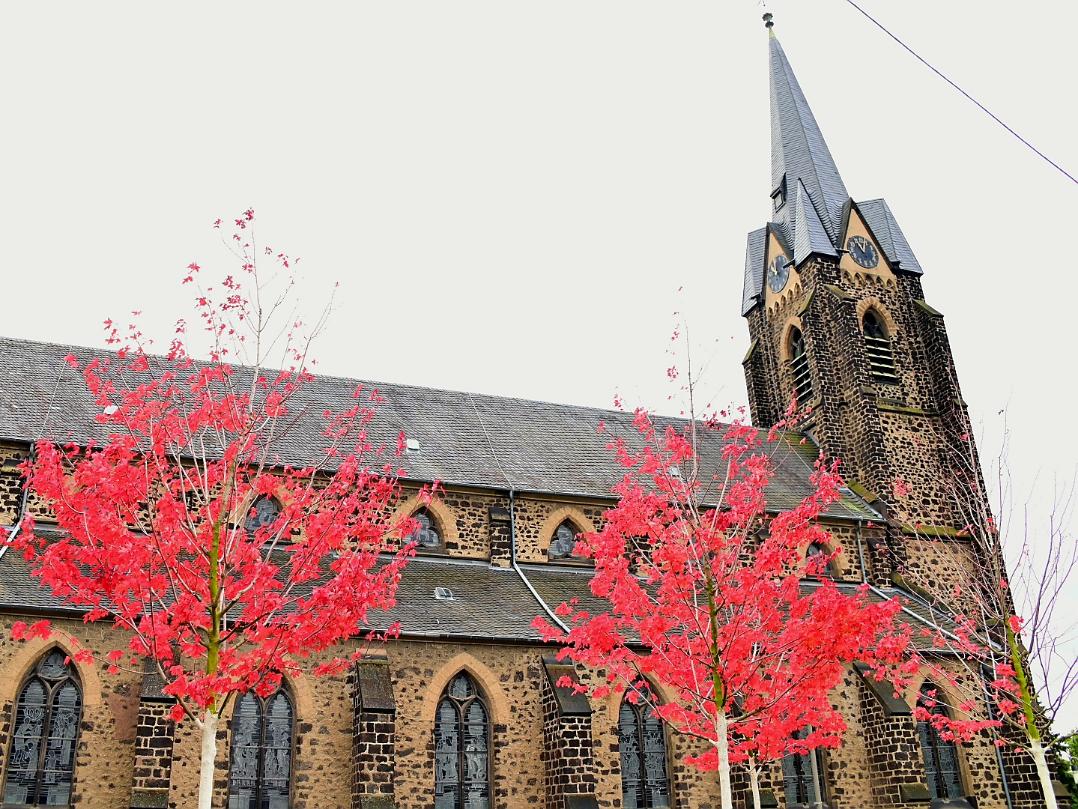 Kirche Plaidt Seite Herbst